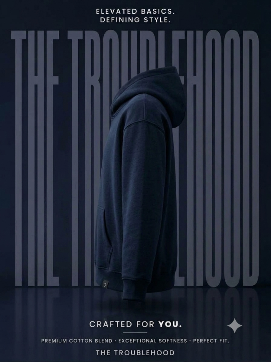 Troublehood "Essential Heavyweight" Navy Hoodie. Elevated basics crafted for everyday comfort. - Image 2